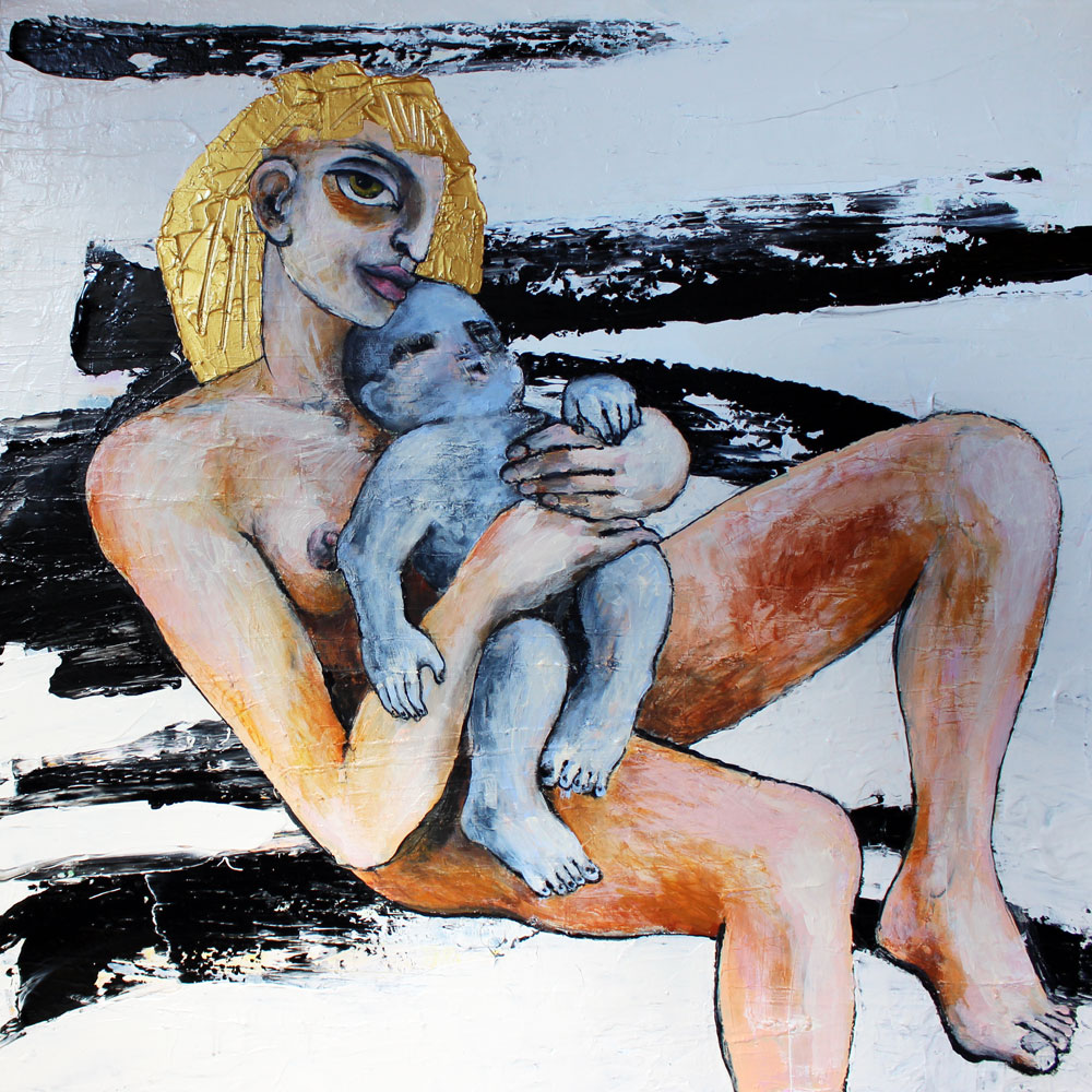 Das blaue Kind, 100 x 100 cm, Akryl auf Leinwand, 2014