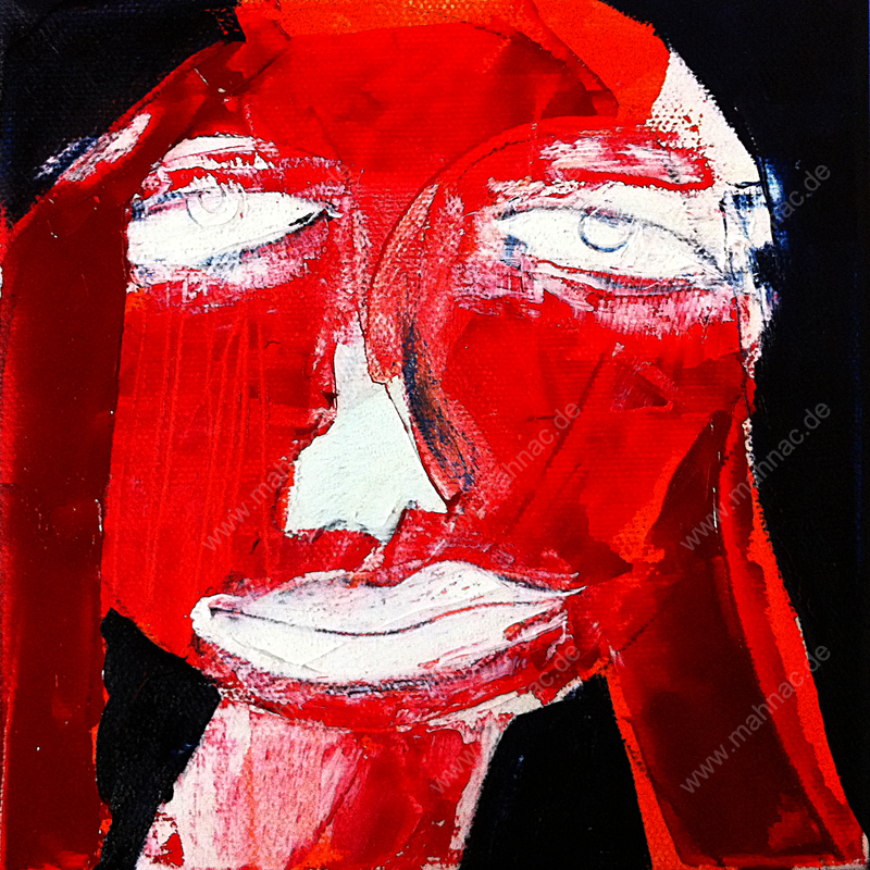 Portrait (Face red), Acryl auf Leinwand, 15 x 15 cm, 2012, Privatsammlung (Austria) 