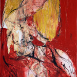 Frau mit goldenen Haaren, Öl (Mixed Media) auf Leinwand, 80 x 60 cm, Oxana Mahnac, 2011