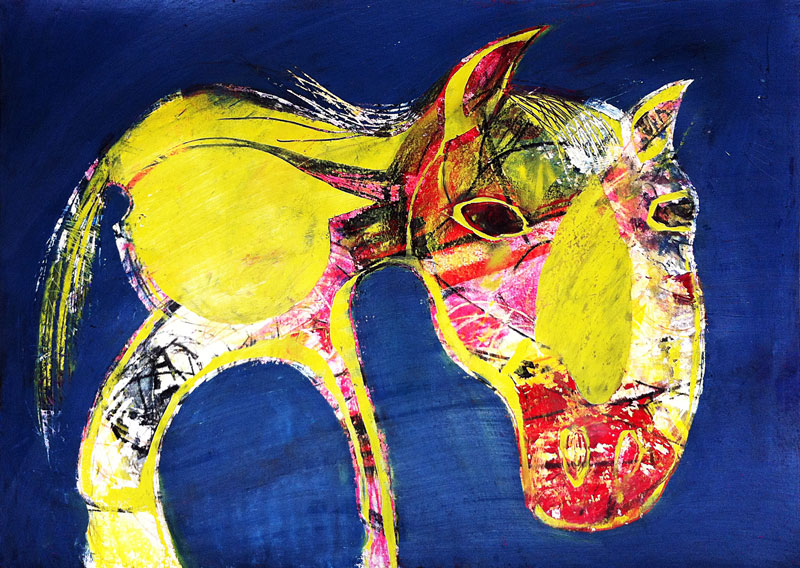 Pferd, 42 x 60 cm, Mixed Media, Oxana Mahnac