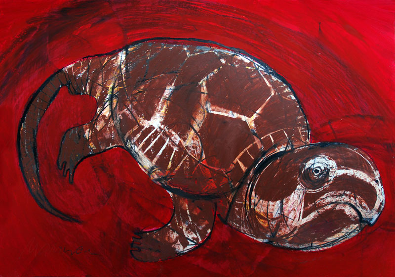 Alte Schildkröte, 60 x 42 cm, Mixed Media, Oxana Mahnac