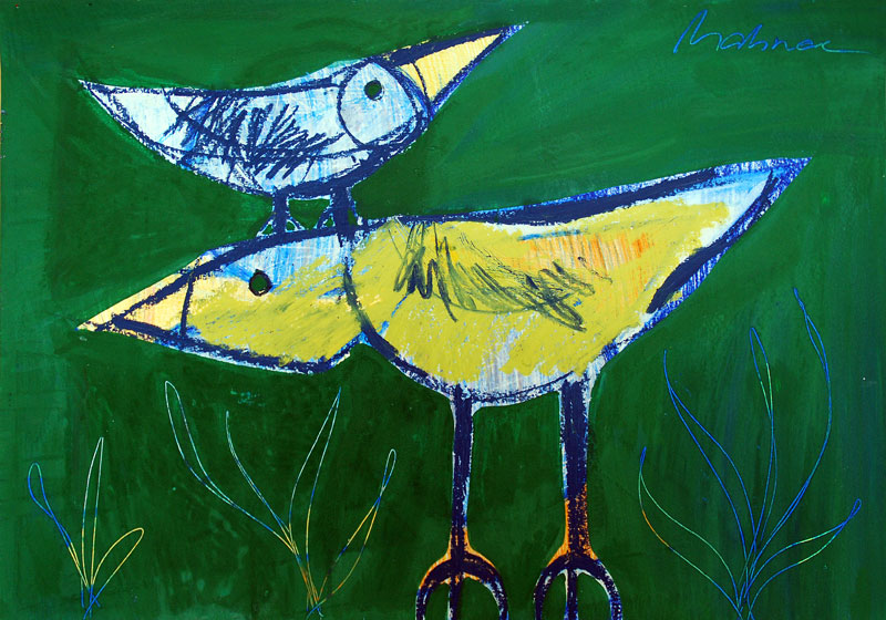 Vogel im Nest, 60 x 42 cm, Mixed Media, Oxana Mahnac