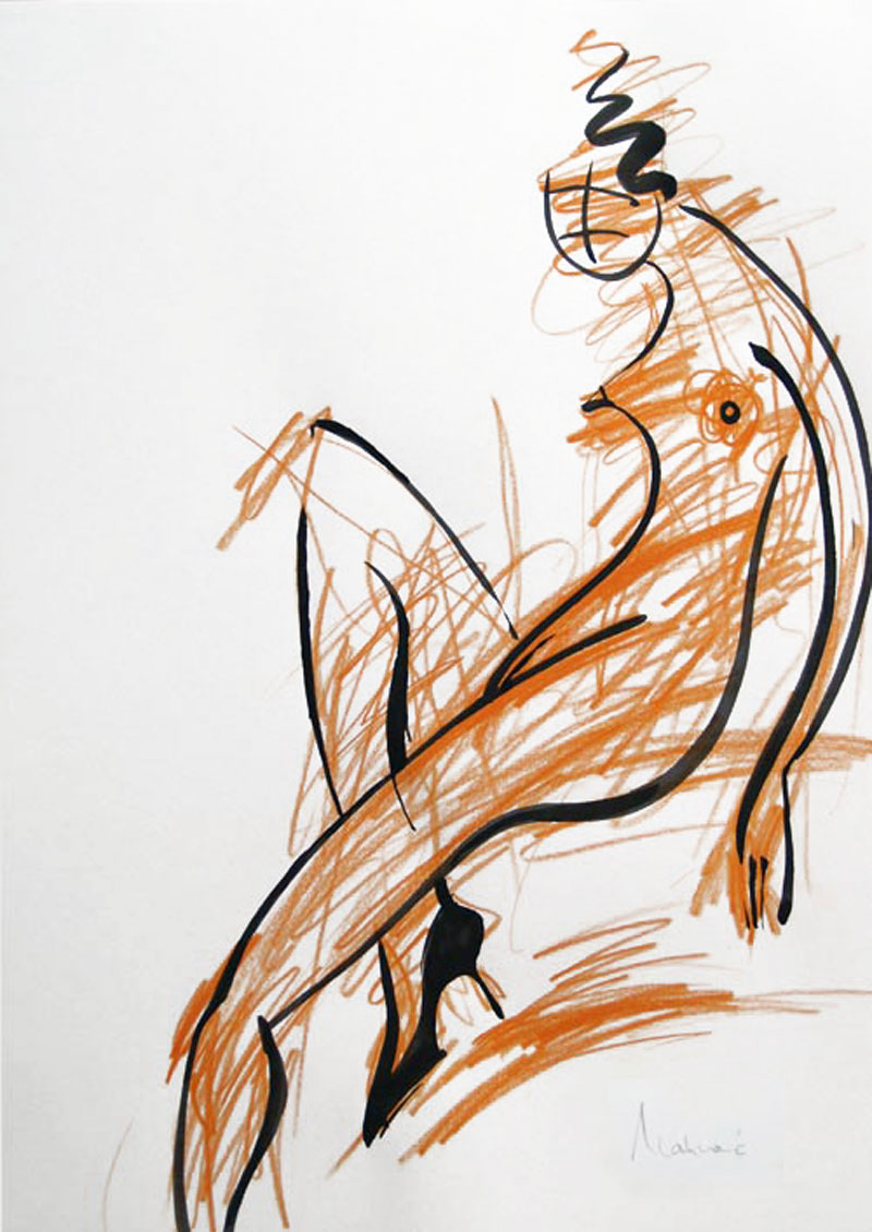 Tuschezeichnung Akt-Abstrakt (15), moderne zeitgenössische Kunst